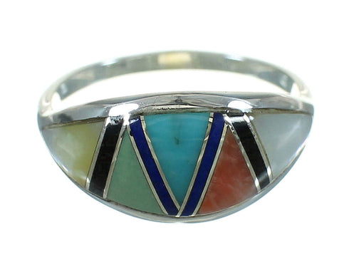 Authentic Sterling Silver Multicolor Southwestern Ring Size 6-1/2 QX85707